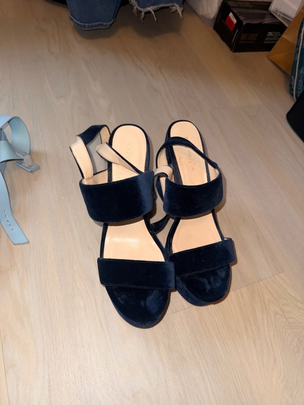 Women’s Navy Velvet Strappy Sandals